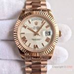 High Quality Fake Rolex Presidential Day-Date 41 MM Watch MingZhu Movement Rose Gold White Roman